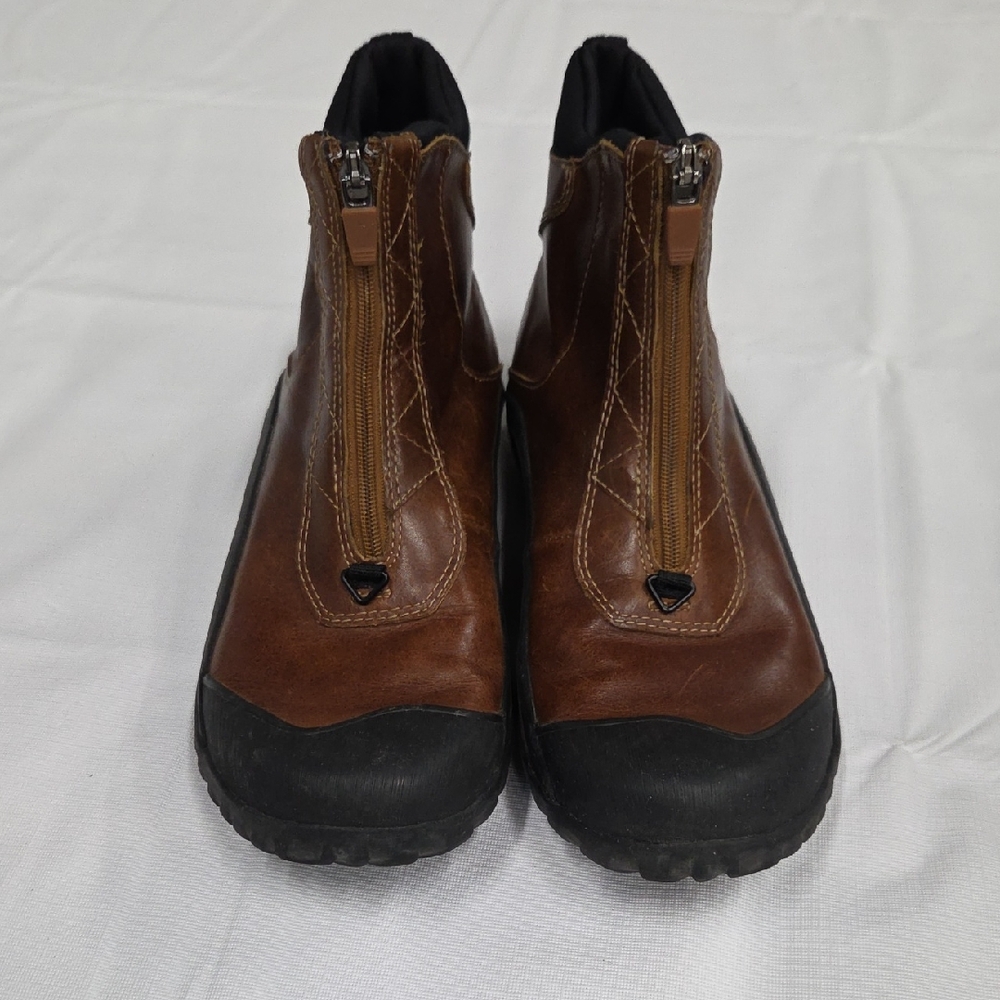 Men's Brown Leather Zip-Up Boots